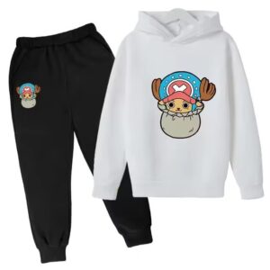 One Piece Tony Chopper Inside Bag White Black Hoodie Set for Kids