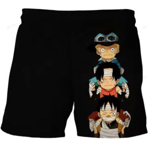 One Piece Trio Young Luffy Ace Sabo Black Boys' Shorts