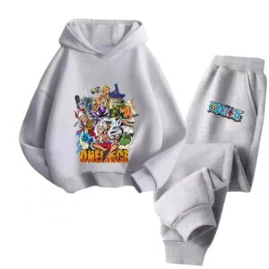 One Piece Wano Arc Straw Hats All-Gray Boys' Hoodie Set