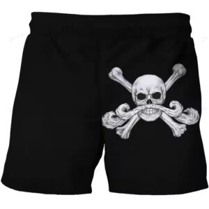 One Piece Whitebeard Pirate Skull Black Shorts for Children