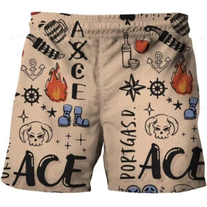 Portgas D. Ace Doodle Pirate Icons Theme Children's Shorts