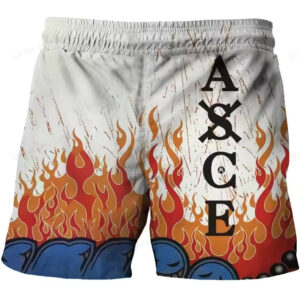 Portgas D. Ace Flame Pattern One Piece White Boys' Shorts