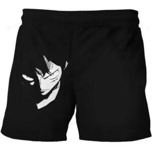 Serious Monkey D. Luffy Face Silhouette Shorts for Boys