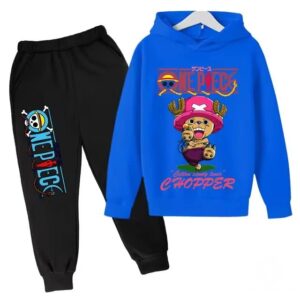 Straw Hat Doctor Tony Chopper Blue Black Boys' Hoodie Set