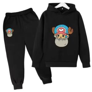 Straw Hat Doctor Tony Chopper Cute Logo Black Kids Hoodie Set