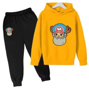 Straw Hat Doctor Tony Chopper Logo Yellow Black Kids Hoodie Set