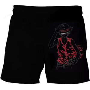 Straw Hat Luffy Red Line Art Graphic One Piece Boys' Shorts