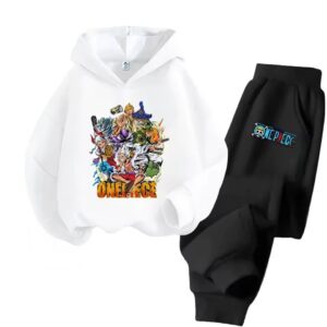 Straw Hat Pirates Crew One Piece White Black Kids Hoodie Set