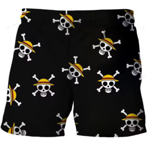 Straw Hat Pirates Skull Logo Pattern Black Boys' Shorts