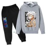 Sun God Nika Gear 5 Luffy Gray Black Kids Hoodie Set
