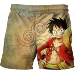 Vintage Straw Hat Monkey D. Luffy Beige Shorts for Children