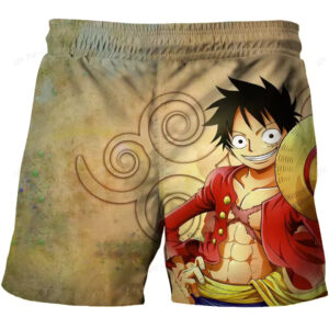 Vintage Straw Hat Monkey D. Luffy Beige Shorts for Children