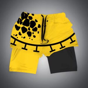 Heart Pirates Pattern One Piece Yellow Men's Workout Shorts