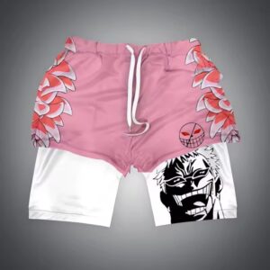 Laughing Doflamingo Pink Feather One Piece Men's Gym Shorts