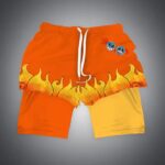 One Piece Portgas D. Ace Flame Pattern Men's Gym Shorts