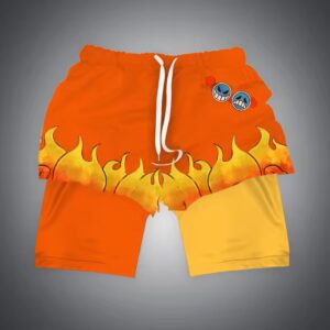 One Piece Portgas D. Ace Flame Pattern Men's Gym Shorts