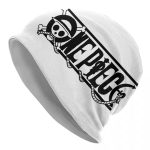 One Piece Anime Bold Typography Logo Art White Beanie
